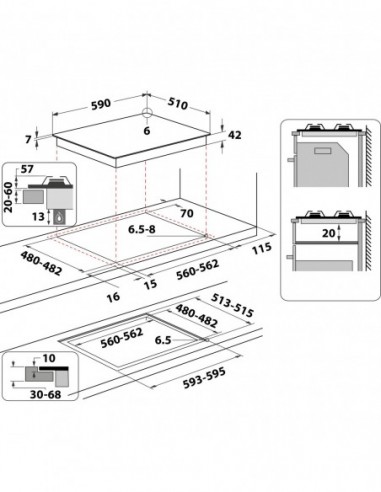 TABLE GAZ WHIRLPOOL GOB616 NB NOIR
