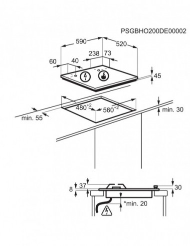 TABLE GAZ ENCASTRABLE GROUPE ELECTROLUX EGT6633NOK