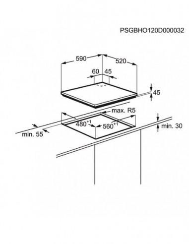 TABLE GAZ GROUPE ELECTROLUX KGG6436S