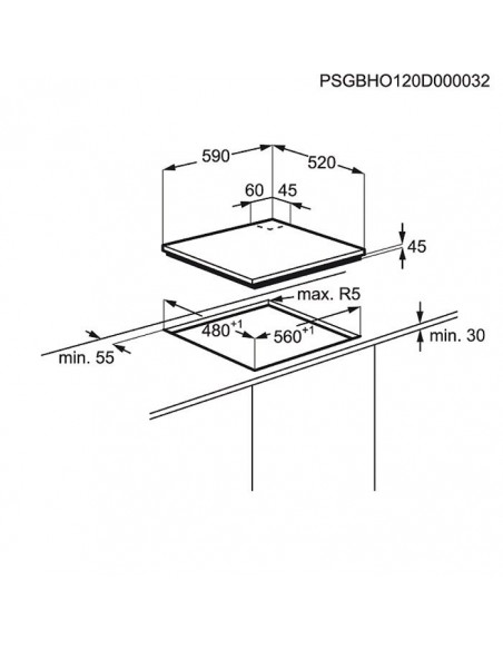 TABLE GAZ GROUPE ELECTROLUX KGG6436S