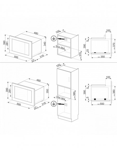 MICRO-ONDES GRILL ENCASTRABLE SMEG FMI120G Gris